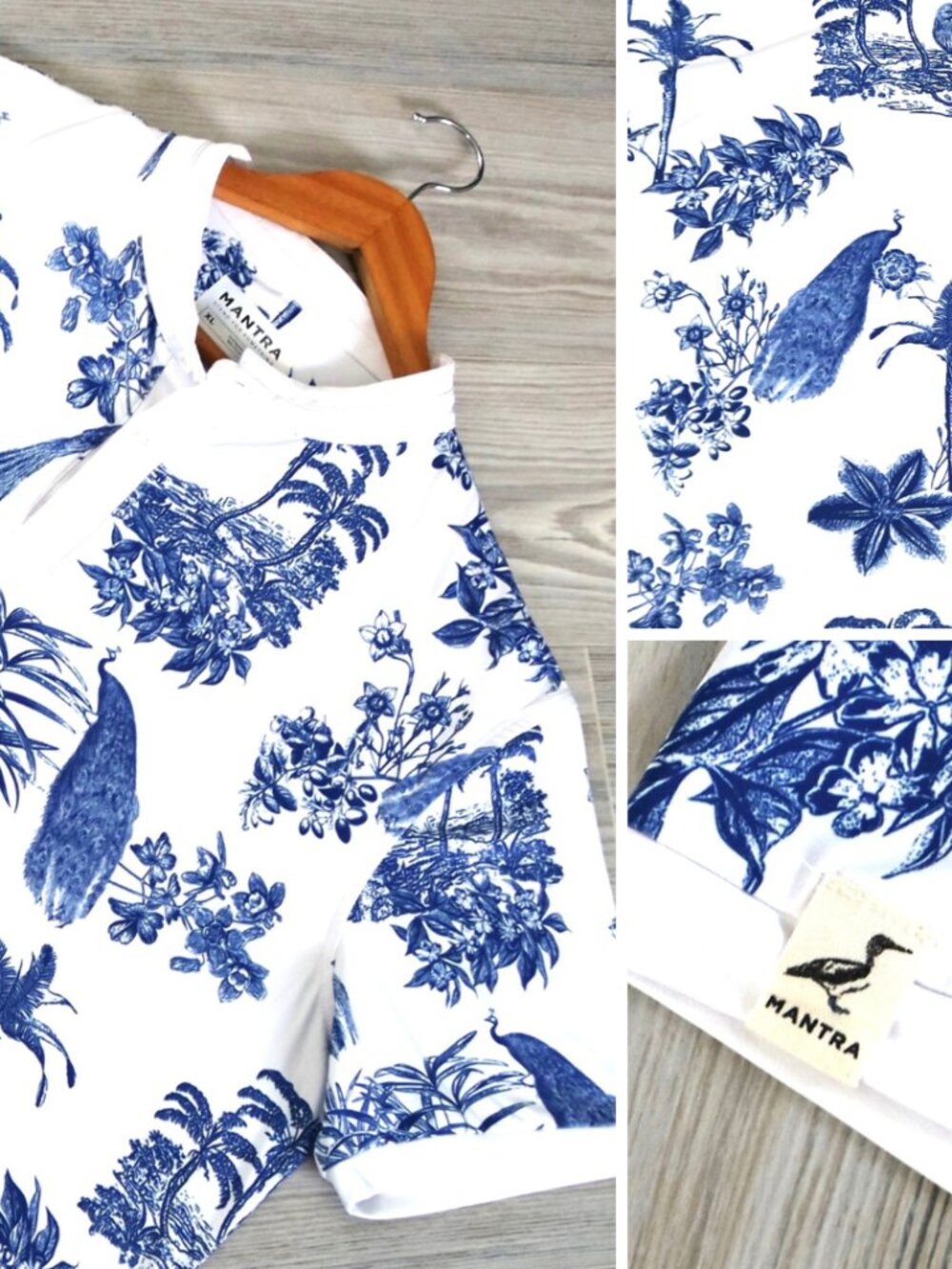 Mantra Catalyst Polo Shirt Men's XL Peacock All Over Print Floral Performance